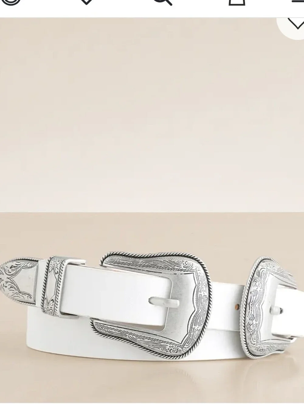 Buckle BKE White Double Buckle Western  Belt Size Small